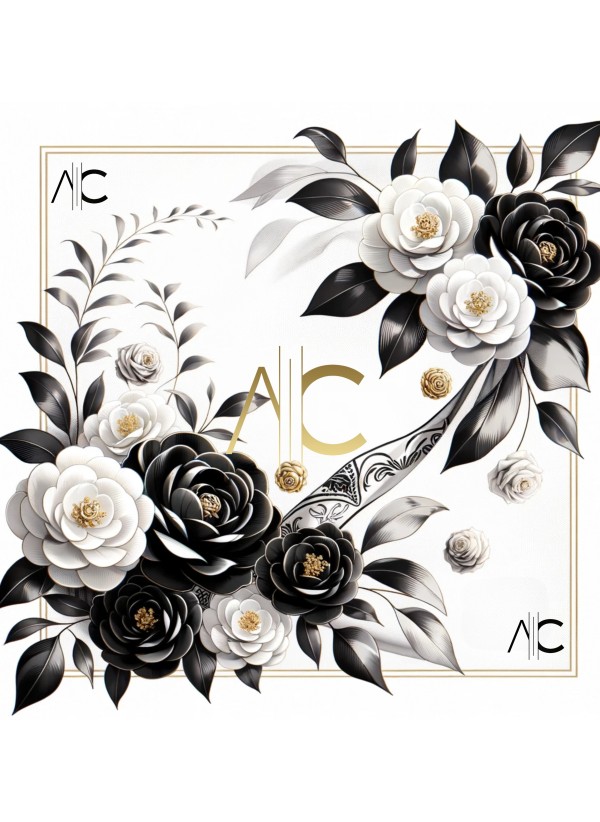 Petit carré de soie Black Roses Cléo