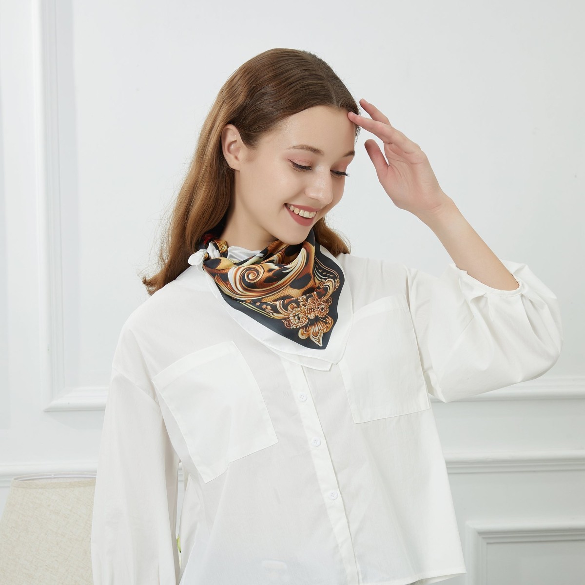 Rose Leopard Cléo Small Silk Square