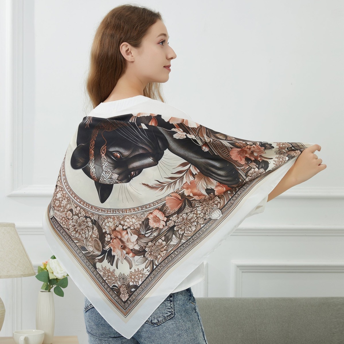Black Panther Zoé Large Silk Square