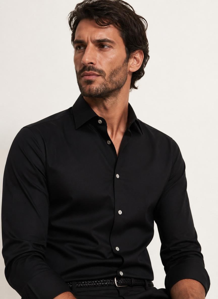 Sorrento Shirt Black — 100% Cotton Poplin