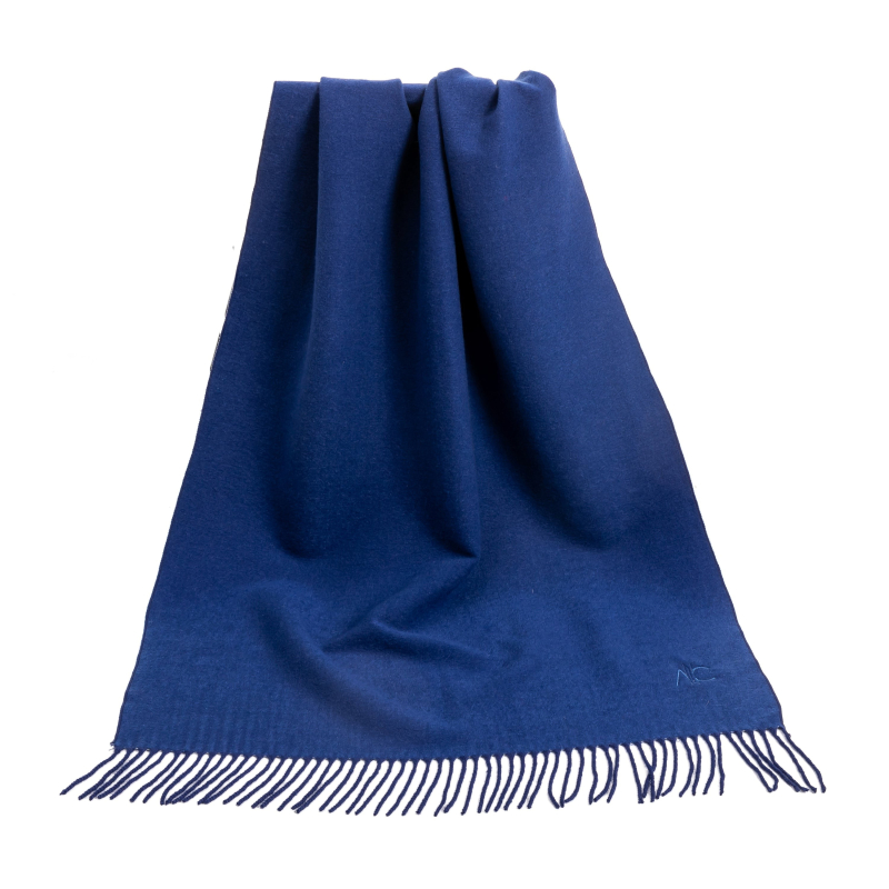 Large Echarpe châle étole, bleu marine cachemire mélangé top qualité